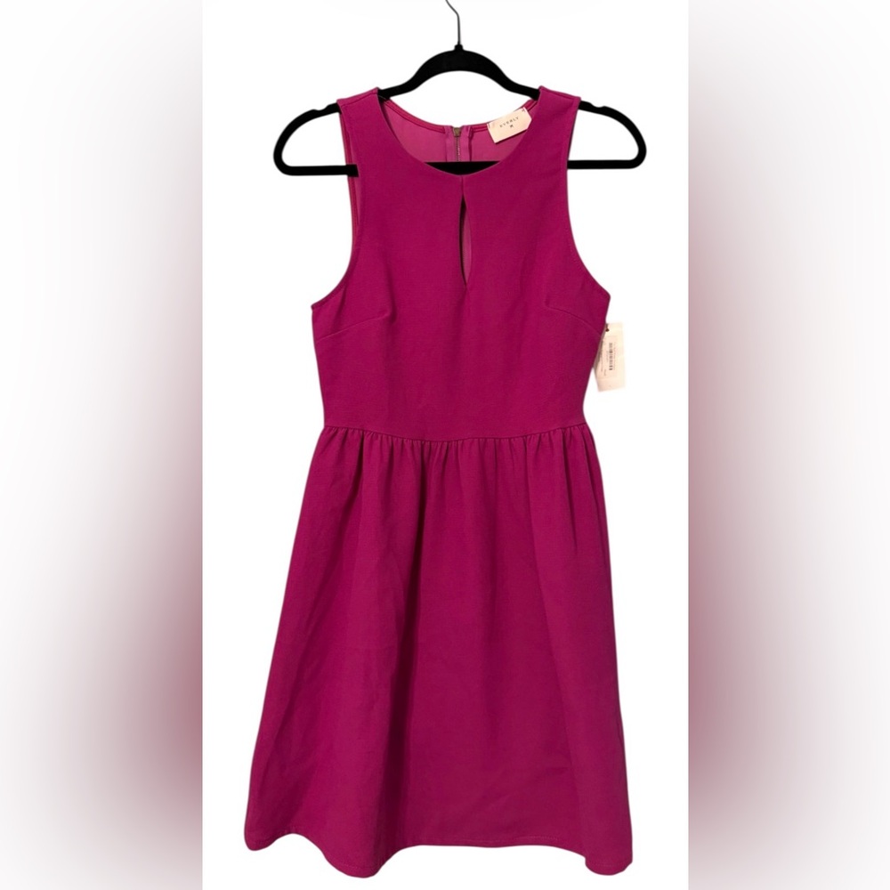 Everly Magenta Fit & Flare Sleeveless Dress Small